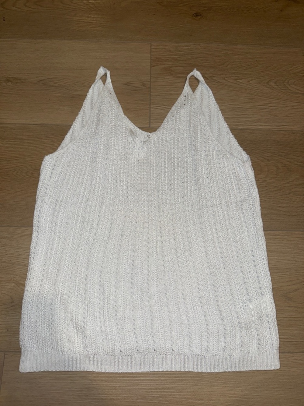 White Knit V-Neck Tank Top